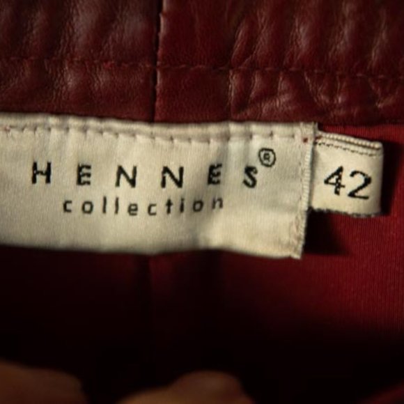 Y2K Hennes Collection Marbled Burgundy Calf Leather Bootcut Jeans EU42 (US34/34) - Picture 4 of 16